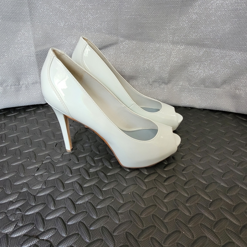 Nine West White Peep Toe Heels
